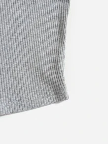 SHEIN EZwear 字母和天使圖案羅紋針織背心上衣 - 淺灰色 - 查看 4