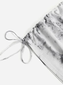 SHEIN Tie Dye Ruched Drawstring Bodycon Dress - Multicolor - View 4