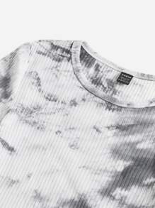 SHEIN Tie Dye Ruched Drawstring Bodycon Dress - Multicolor - View 5