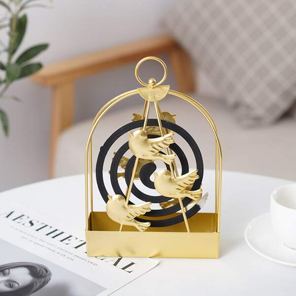 

1pc Bird Design Mosquito Coil Holder, Gold