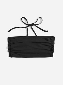 Ring Detail Halter Top - Black - View 2