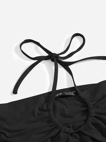 Ring Detail Halter Top - Black - View 3