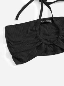 Ring Detail Halter Top - Black - View 4