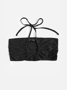 Ring Detail Halter Top - Black - View 5