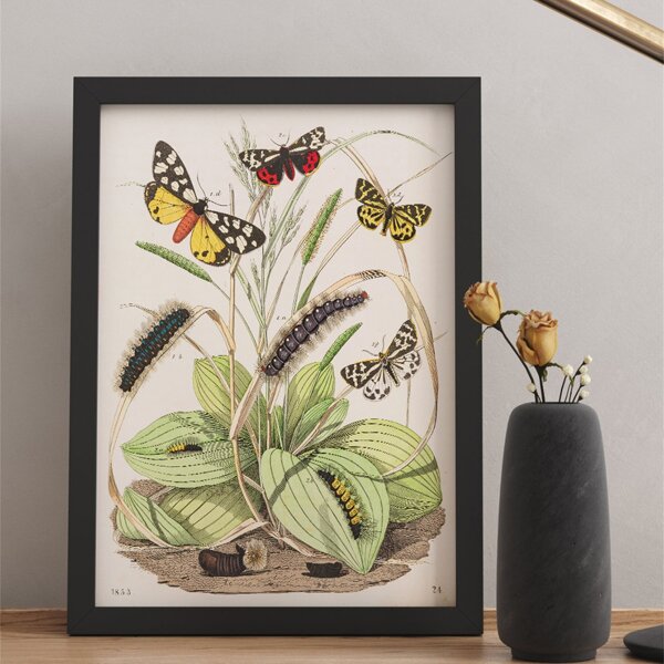 

1pc Butterfly & Plant Print Unframed Painting, Multicolor