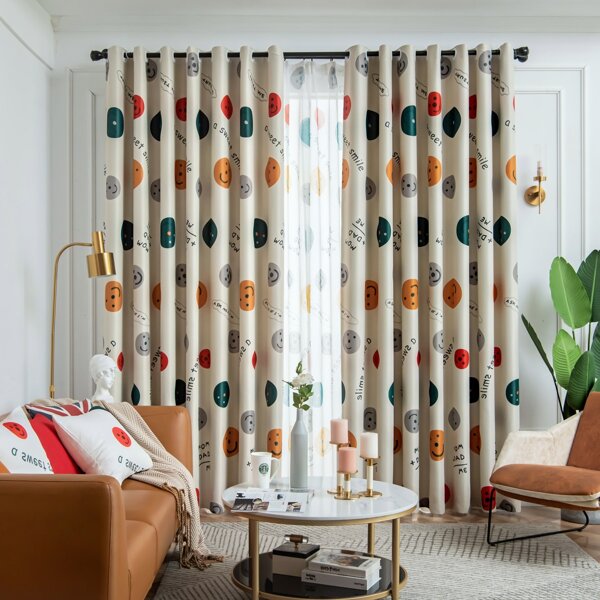 

1pc Cartoon & Letter Graphic Curtain, Multicolor