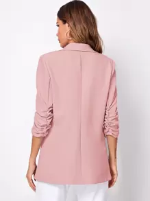 BizChic Women's Romantic Elegant Casual Blazer Jacket With Shawl Neck, 3/4 Sleeve, Front Open, Versatile For Business, Office, Daily Wear, Autumn