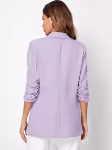 BizChic Women's Romantic Elegant Casual Blazer Jacket With Shawl Neck, 3/4 Sleeve, Suitable For Business, Office, Daily Wear, Autumn - Lilac Purple - View 2