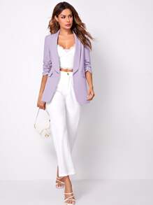 BizChic Women's Romantic Elegant Casual Blazer Jacket With Shawl Neck, 3/4 Sleeve, Suitable For Business, Office, Daily Wear, Autumn - Lilac Purple - View 4