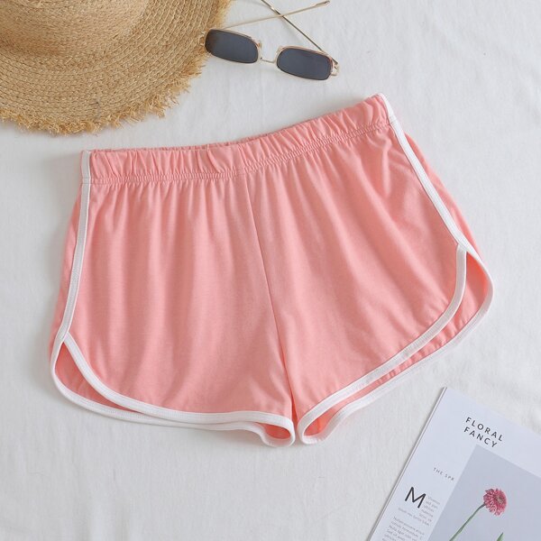 

Contrast Binding Track Shorts, Baby pink