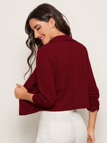 SHEIN Privé Blazer unicolor de cuello esmoquin - Burdeos - Ver 2