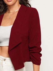 SHEIN Privé Blazer unicolor de cuello esmoquin - Burdeos - Ver 5