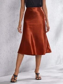 SHEIN BAE Elegant Vlak Rok Rits