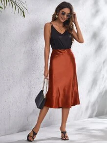 SHEIN BAE Elegant Vlak Rok Rits