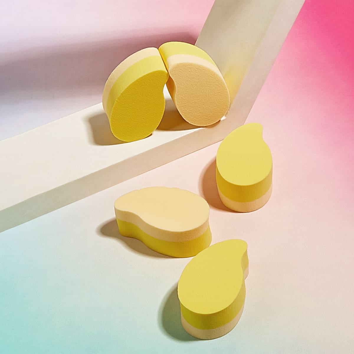 

5pcs Mango Shaped Makeup Puff, Yellow
