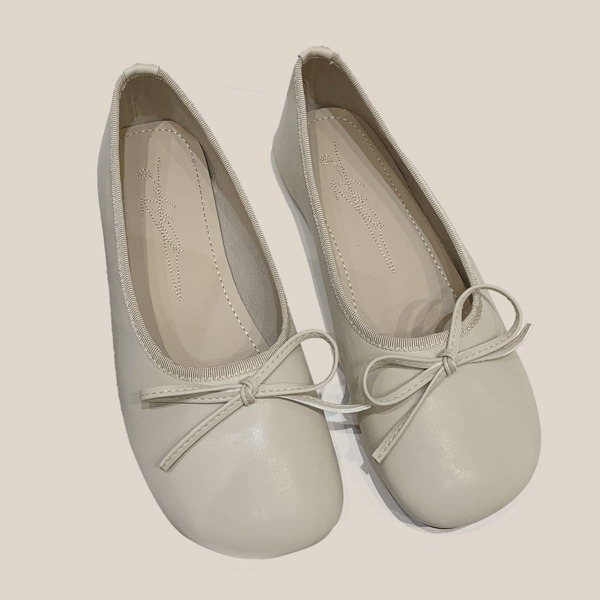 

Minimalist Bow Decor Ballet Flats, Grey