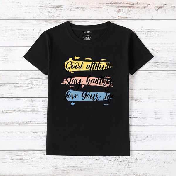

Slogan Graphic Tee, Black