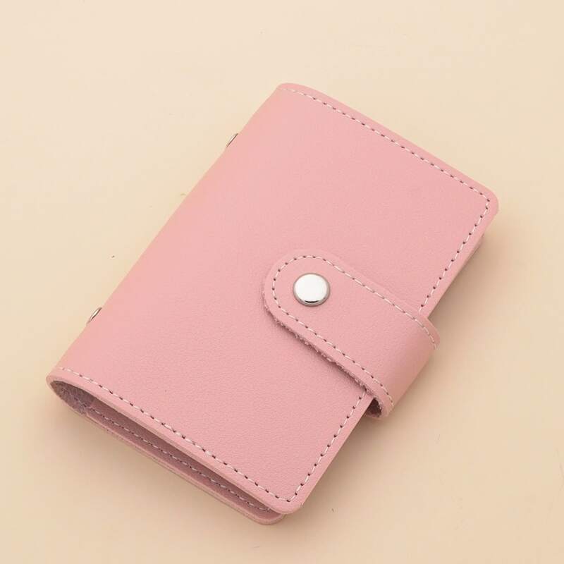 

Snap Button Card Holder, Pink