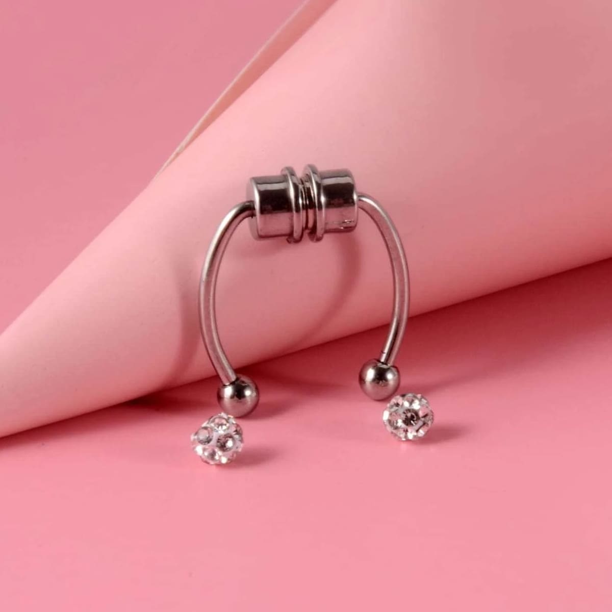

Rhinestone Decor Nose Ring, Silver