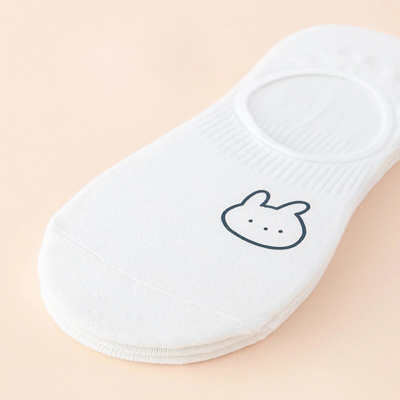 

3pairs Cartoon Graphic Invisible Socks, White