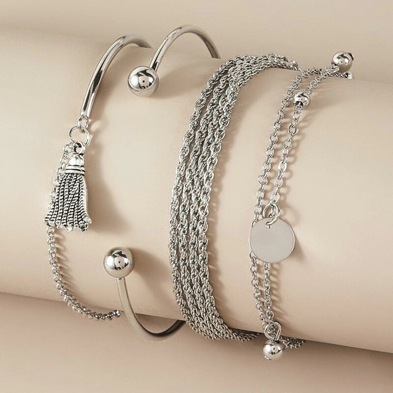 

4pcs Minimalist Bracelet, Silver
