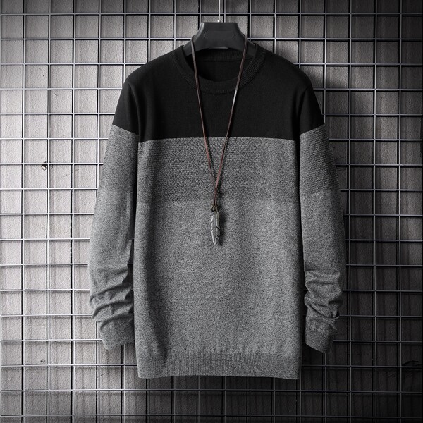 

Men Color Block Sweater Without Necklace, Multicolor