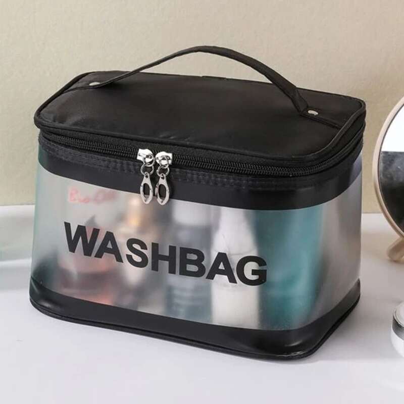 

1pc Zipper Makeup Bag, Black