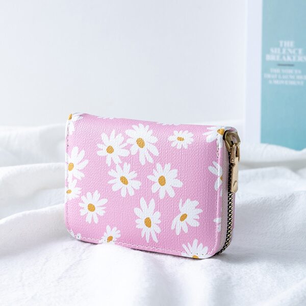 

Girls Floral Graphic Zipper Around Card Holder, Pink