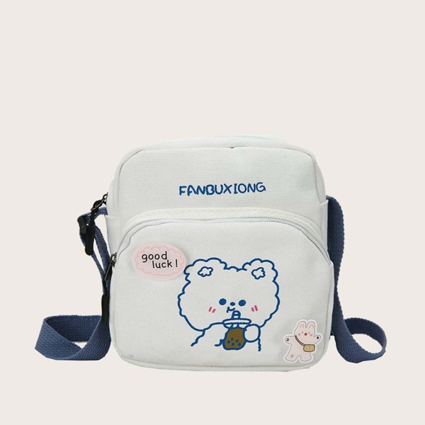 

Girls Cartoon Graphic Crossbody Bag, White
