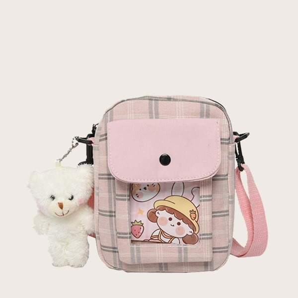

Girls Tartan Crossbody Bag, Pink