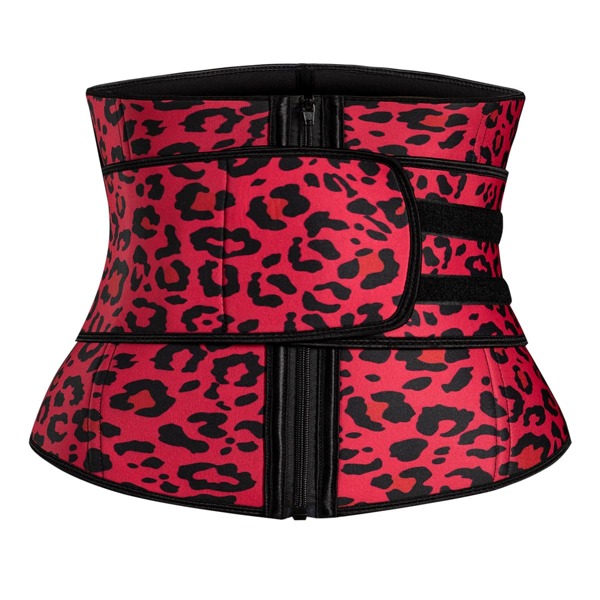 

Plus Leopard Zip Front Waist Trainer, Hot pink