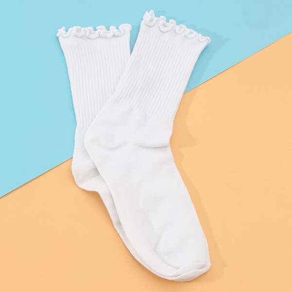 

Frill Trim Crew Socks, White
