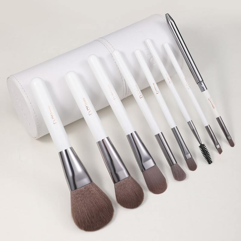 

8pcs Makeup Brush Set & 1pc Storage Box, White