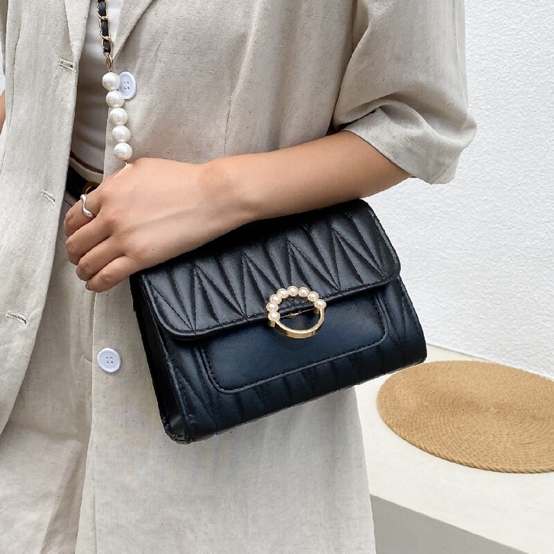 

Quilted Flap Crossbody Bag, Black
