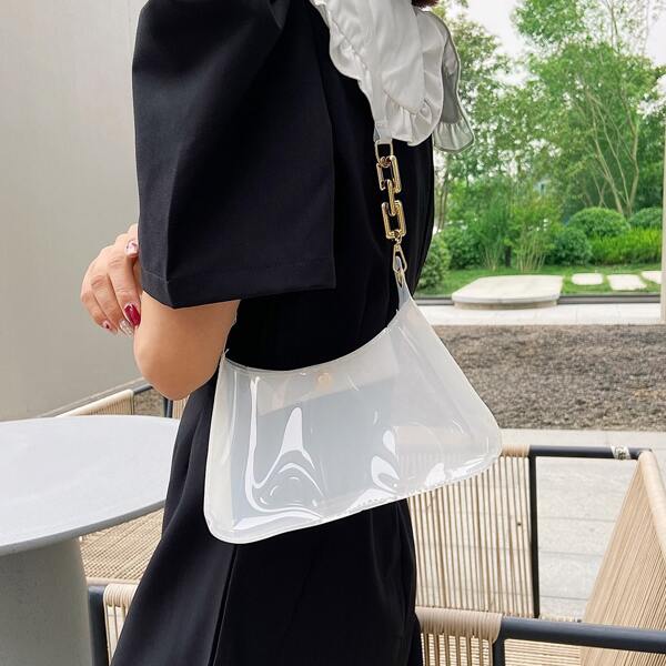 

Chain Baguette Bag, White