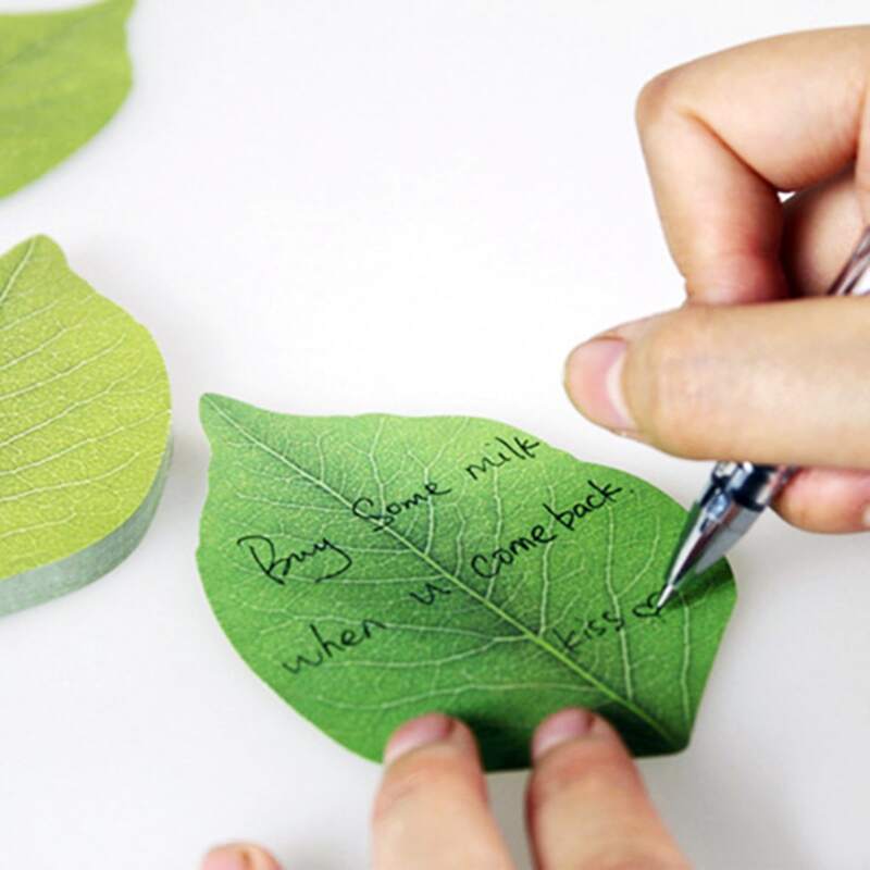 

1pc Leaf Shaped Sticky Note, Green