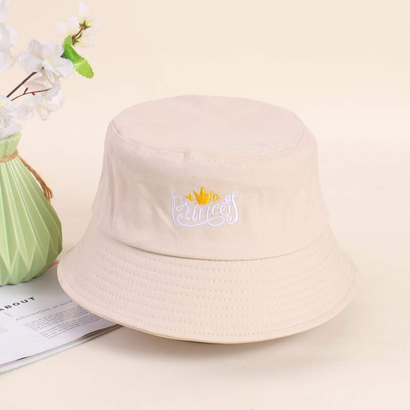 

Letter Graphic Embroidery Bucket Hat, Beige