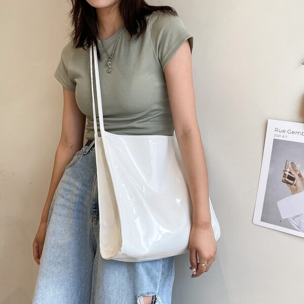 

Patent Tote Bag, White