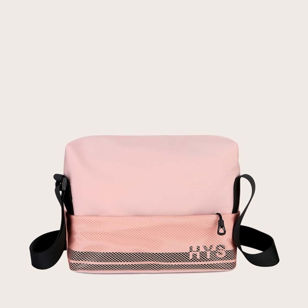 

Minimalist Letter Graphic Crossbody Bag, Pink