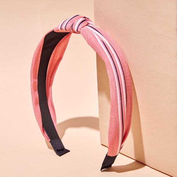 

Striped Knot Hair Hoop, Pink