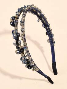 1pc Women's Elegant Fashion Crystal Headband For Daily Wear - Navy Blue - View 3