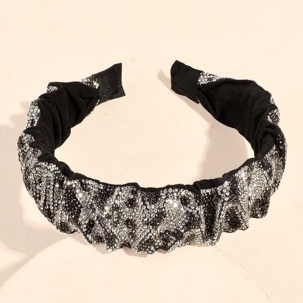 

Rhinestone Decor Hair Hoop, Black and white