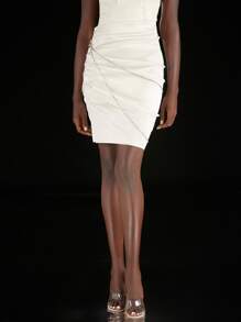 Penelope Ping Chain Detail Pencil Skirt - Apricot - View 1