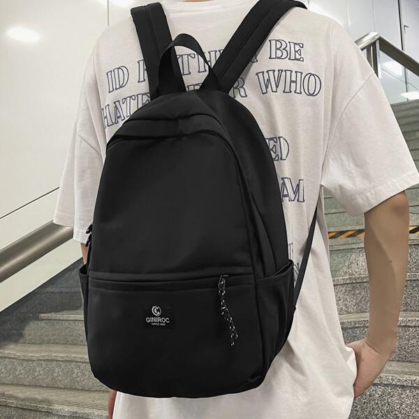 

Men Minimalist Knot Decor Backpack, Black