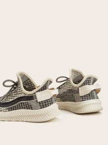 女用米色針織鞋面蕾絲裝飾公路跑鞋 - 米色 - 查看 4