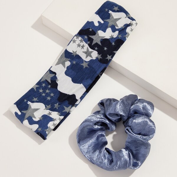 

Star Print Hair Band & Scrunchie, Multicolor