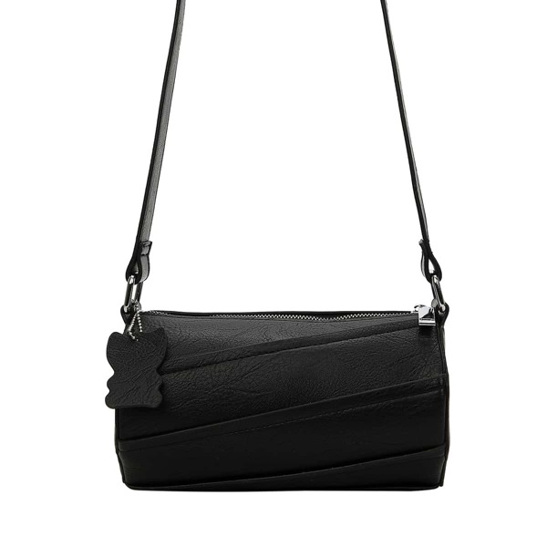 

Minimalist Ruched Detail Bucket Bag With Bag Charm, Black