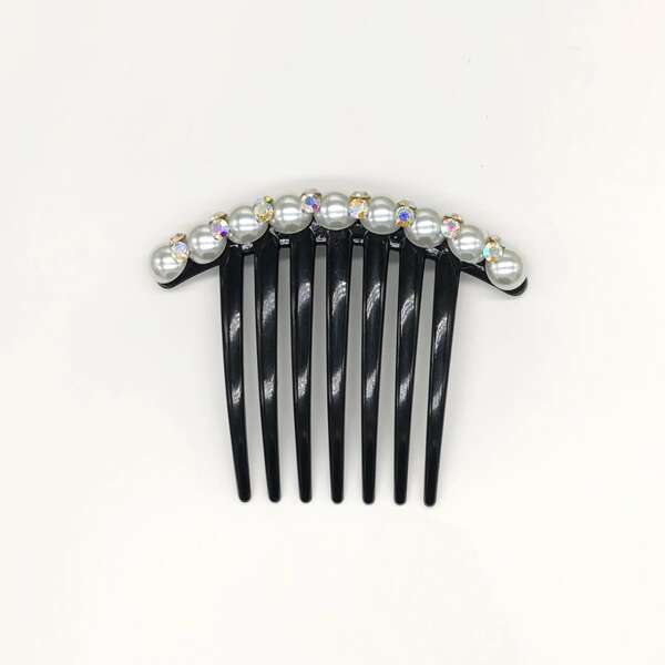 

Faux Pearl Decor Hairpin Comb, Black