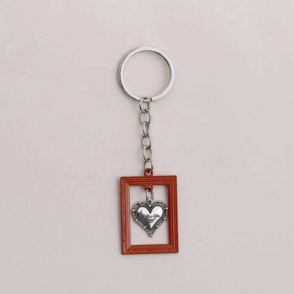 

Heart Detail Geometric Pendant Keychain, Multicolor