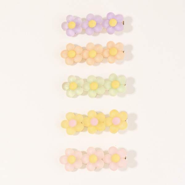 

5pcs Flower Decor Hair Clip, Multicolor